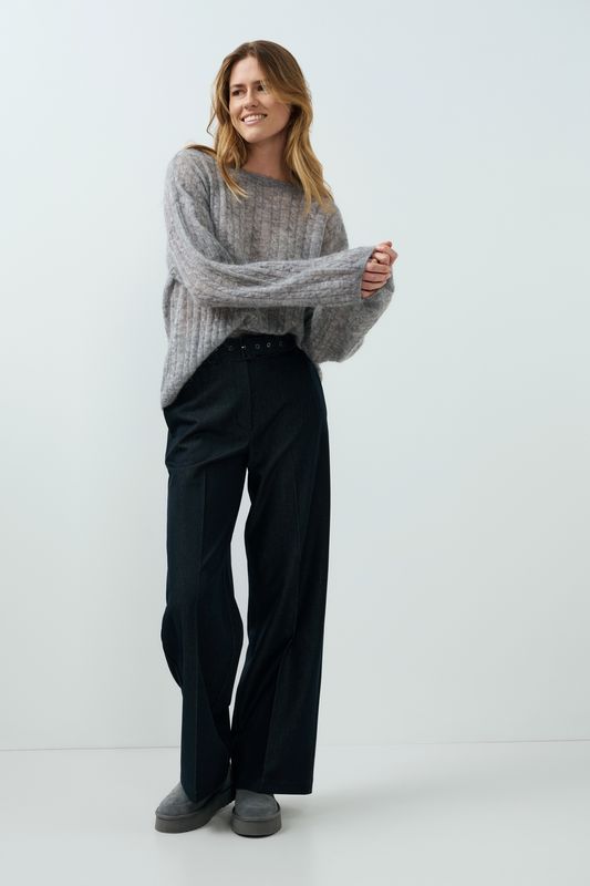 YaYa Broek met ceintuur Zwart 01-301282-609
