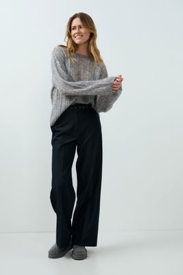 YaYa Broek met ceintuur Zwart 01-301282-609
