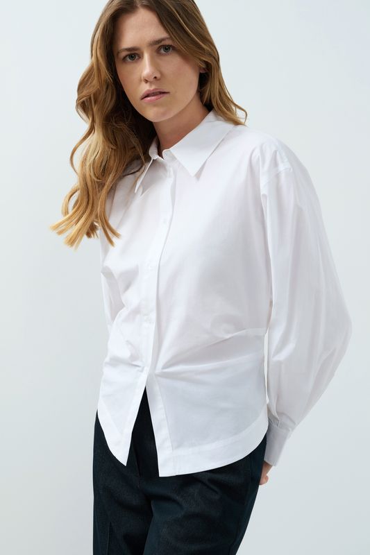 YaYa Blouse met tailleaccent Wit 01-201245-609