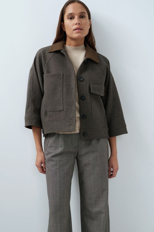 YaYa Oversized wollen jack Grijs 02-001086-609