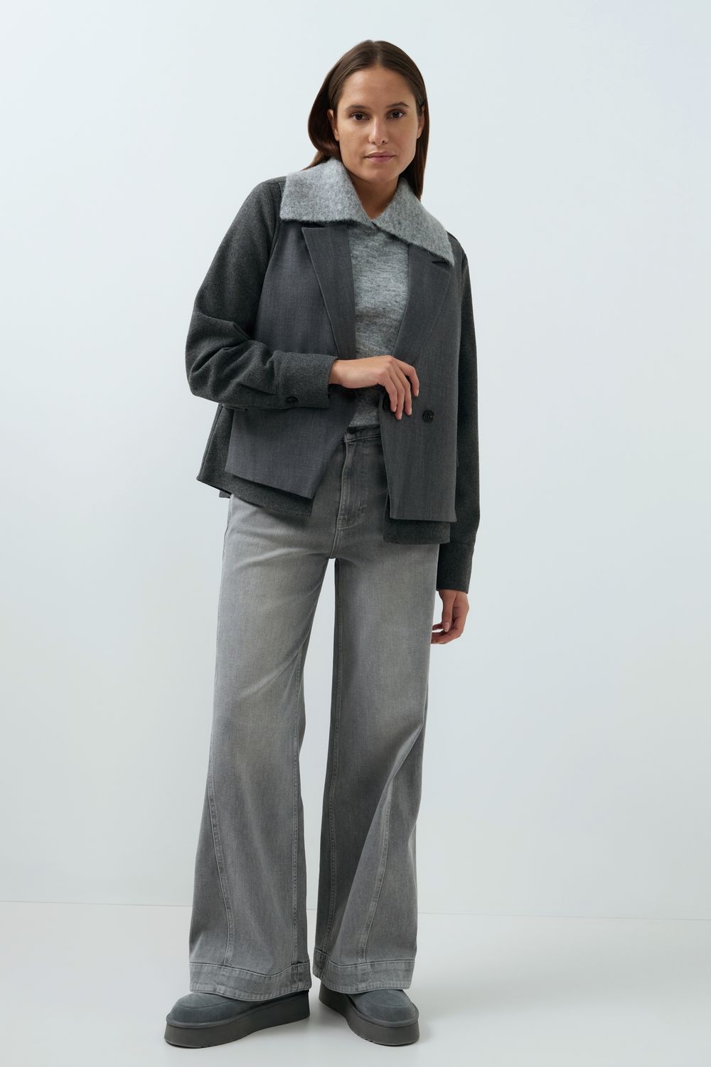 YaYa Denim jeans met naaddetails Grijs 01-311156-609