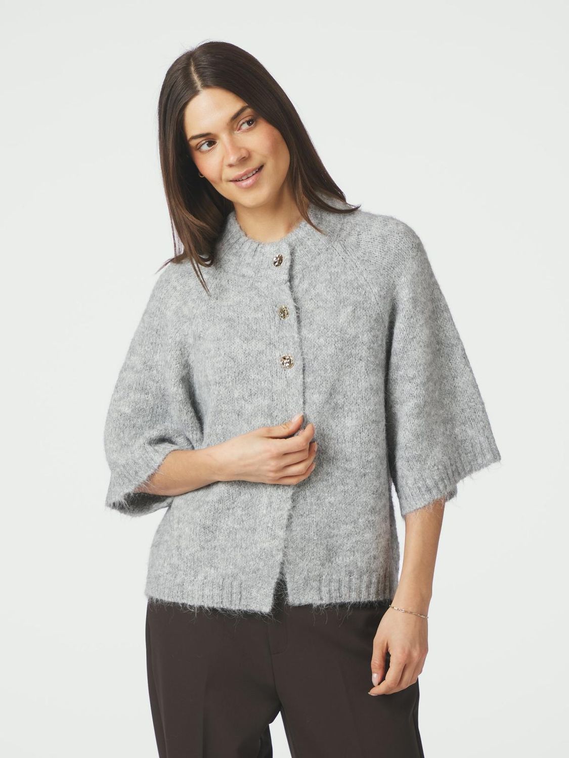 Neo Noir Benuta Fluffy Knit Cardigan Grijs 165816