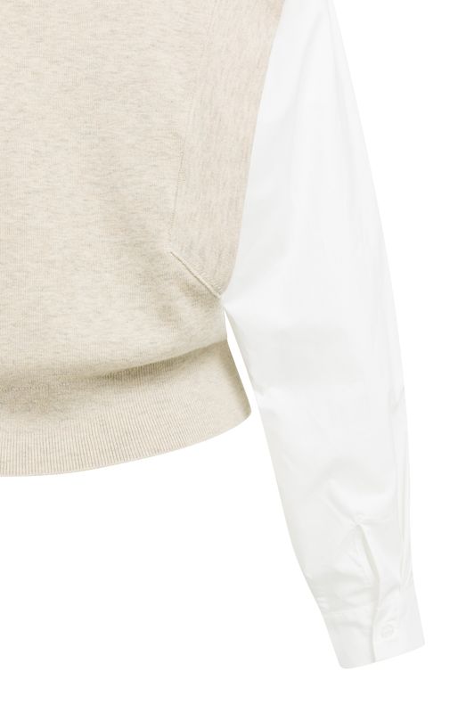 YaYa Trui met geweven mouwen Beige 01-000614-609