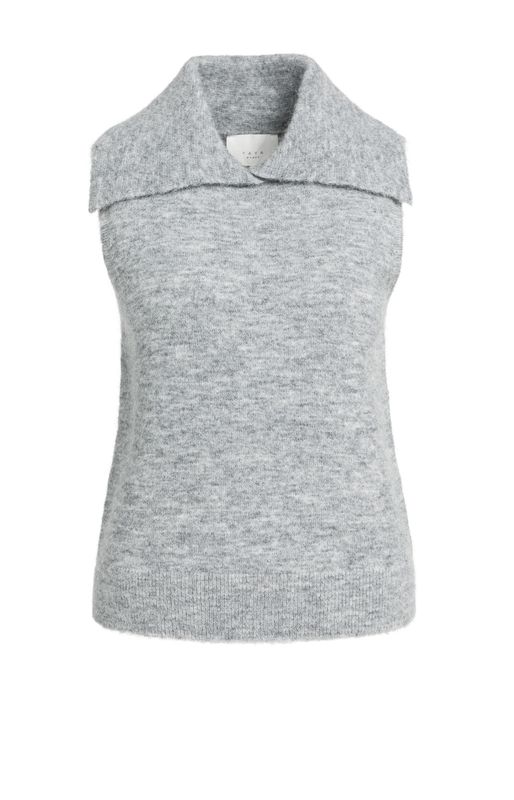 YaYa Mouwloze gebreide top Grijs 01-000637-609