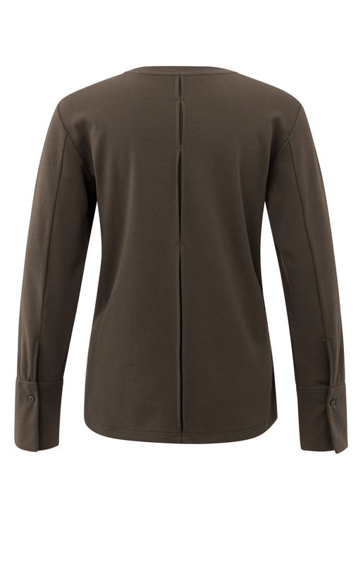YaYa Top met geweven manchetten Bruin 01-709321-609