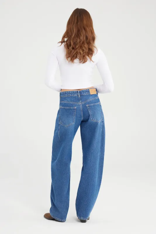 Cup Of Joe Denim mid waist balloon jeans Blauw Clara