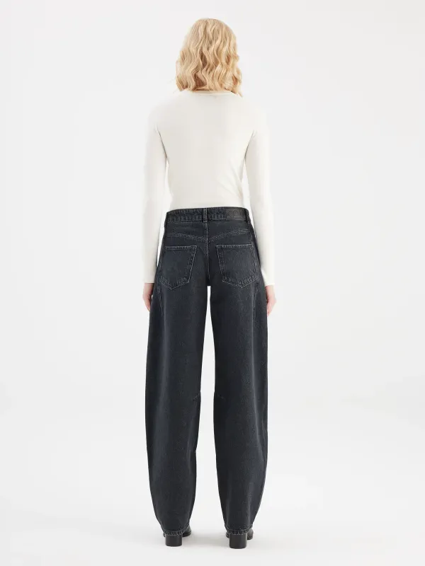 Cup Of Joe Denim mid waist balloon jeans Zwart Clara