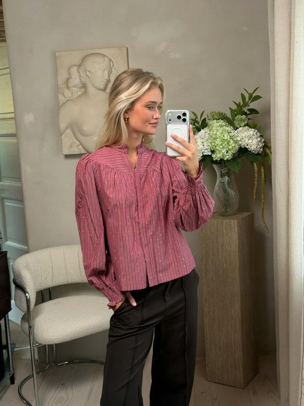 Neo Noir Astrida Soft Stripe Stone Blouse Roze 170370