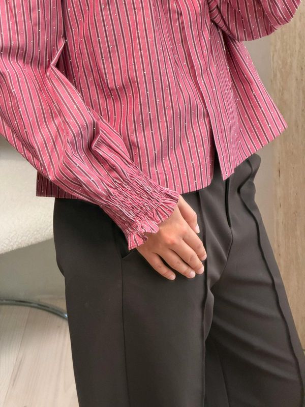 Neo Noir Astrida Soft Stripe Stone Blouse Roze 170370