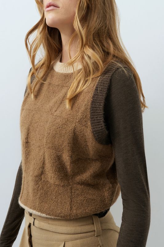 YaYa Spencer met contrastboorden Bruin 01-000634-609