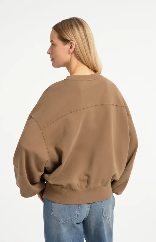 YaYa Sweater met ballonmouwen Bruin 01-109130-609