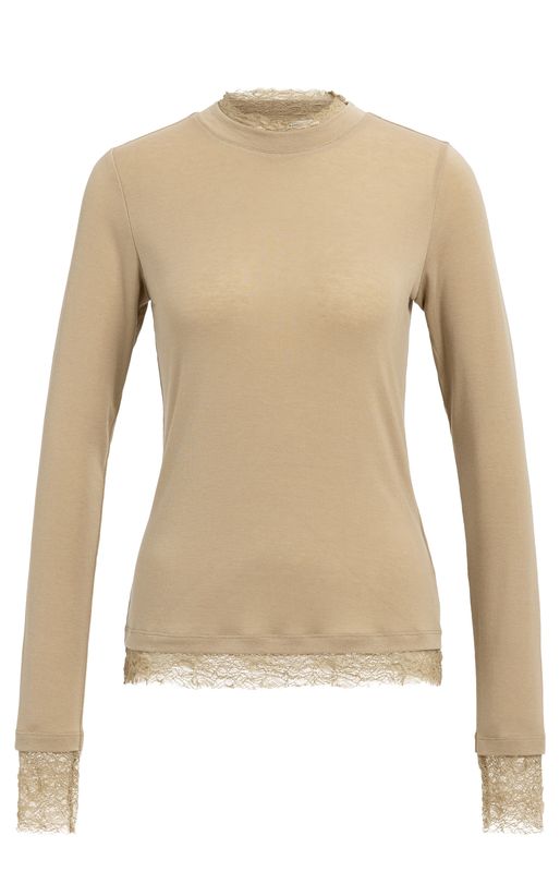 YaYa Top met kanten details Bruin 01-709422-609