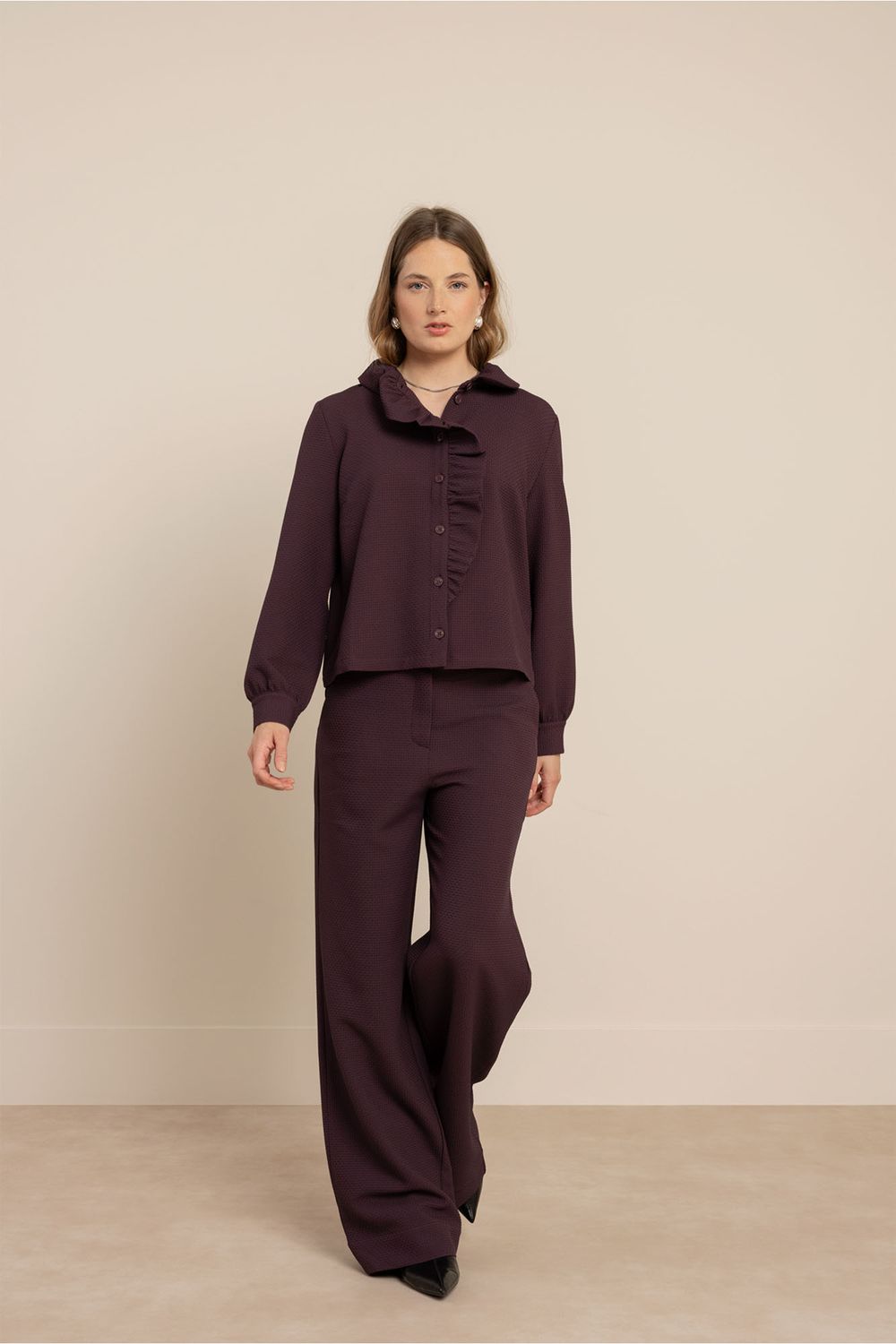 Studio Anneloes Alexie waffle trousers Rood 14248
