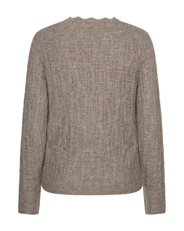 Red Button Cardigan ajour sparkle Beige SRB5039