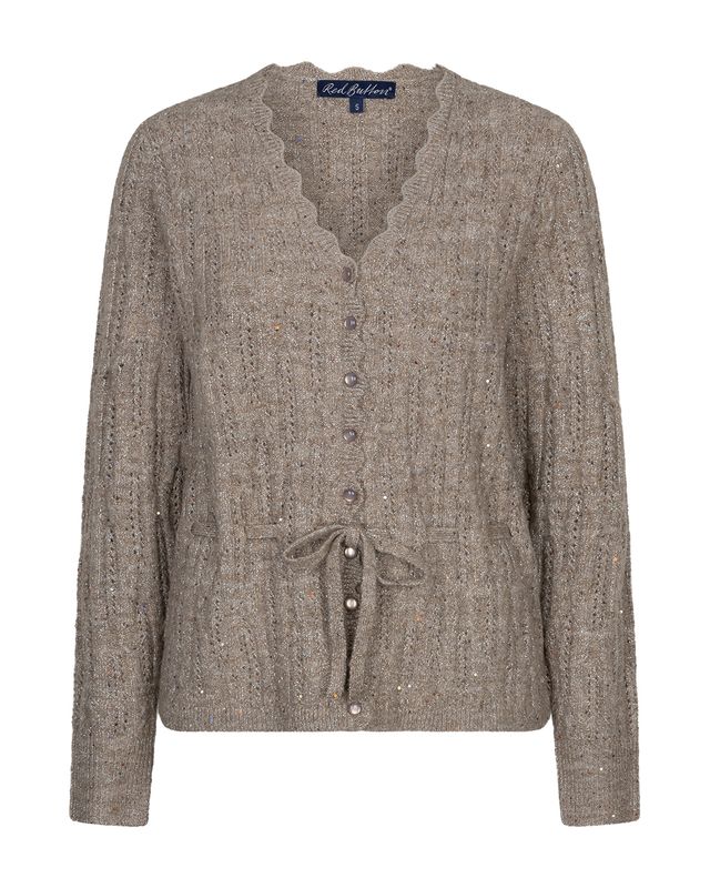 Red Button Cardigan ajour sparkle Beige SRB5039