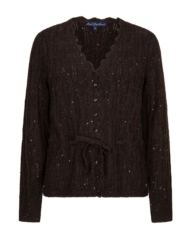 Red Button Cardigan ajour sparkle Bruin SRB5039