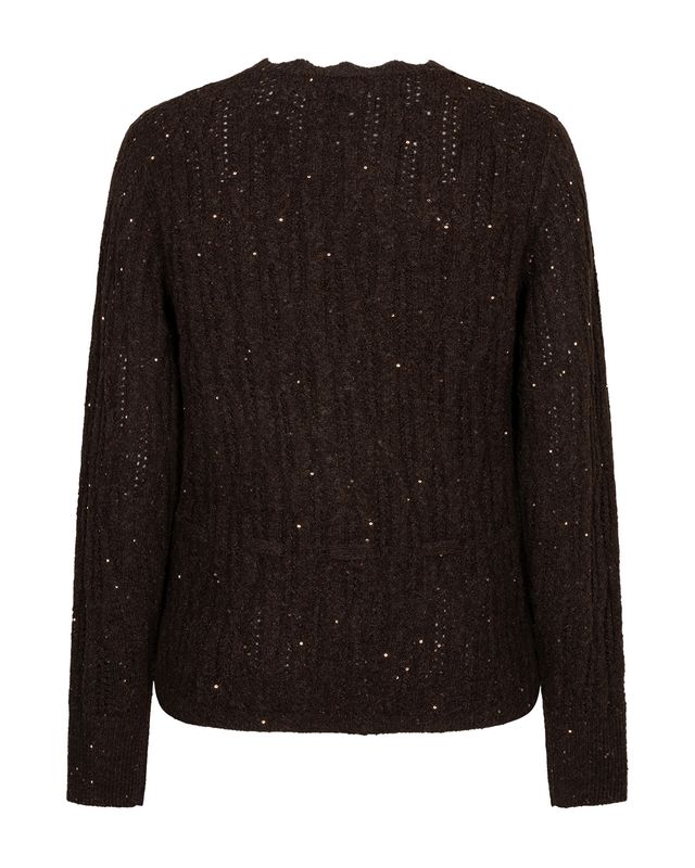 Red Button Cardigan ajour sparkle Bruin SRB5039