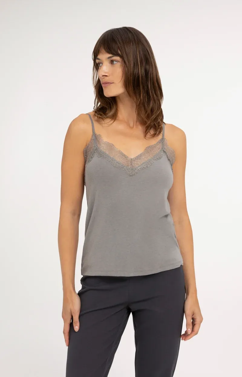 YaYa Jersey singlet met V-hals Grijs 01-729067-610