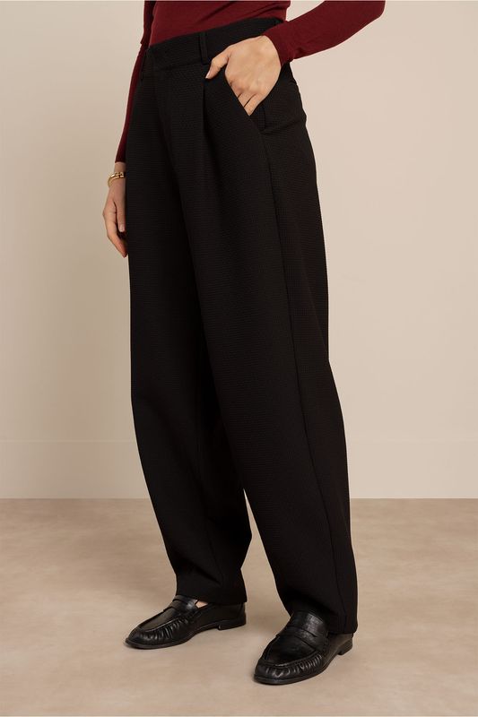 Studio Anneloes Miley waffle trousers Zwart 14328