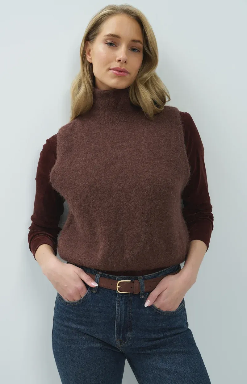 YaYa Mouwloze gebreide trui Rood 01-000654-610