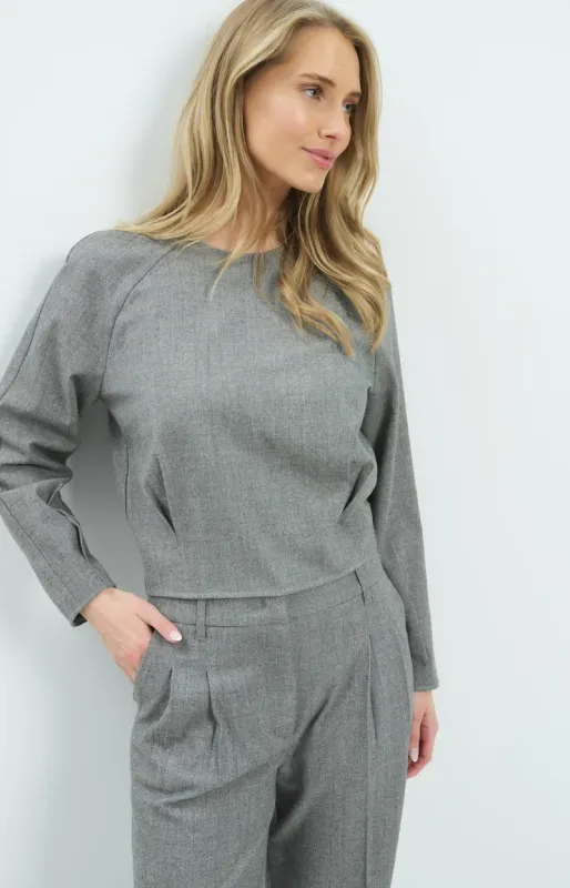 YaYa Top met bloezende zoom Grijs 01-701426-610