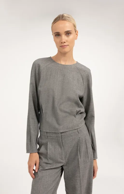 YaYa Top met bloezende zoom Grijs 01-701426-610