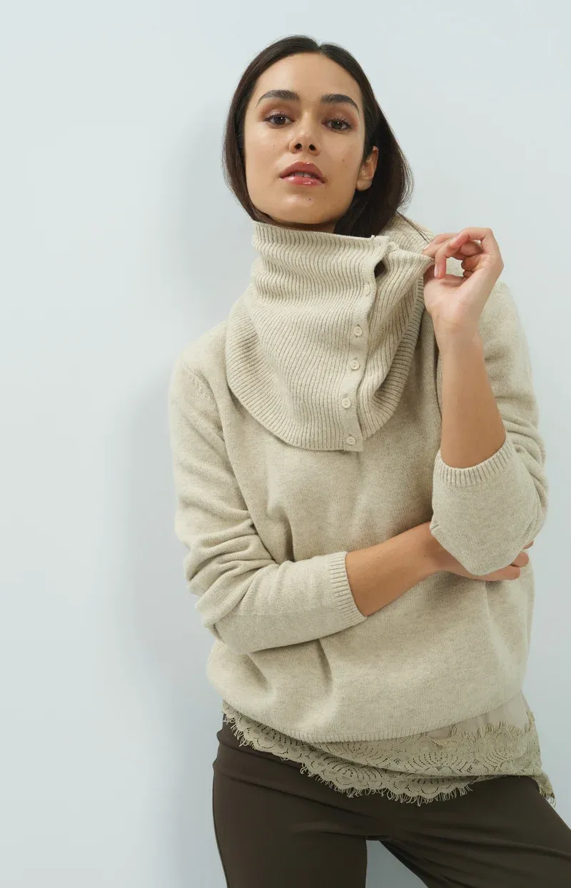 YaYa Trui met colkraag Beige 01-000669-610
