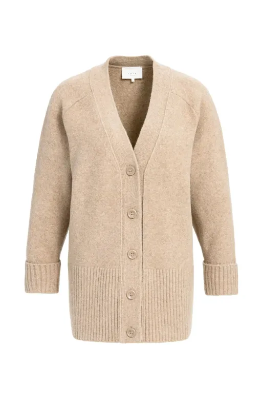 YaYa Oversized ribgebreid vest Beige 01-010178-610