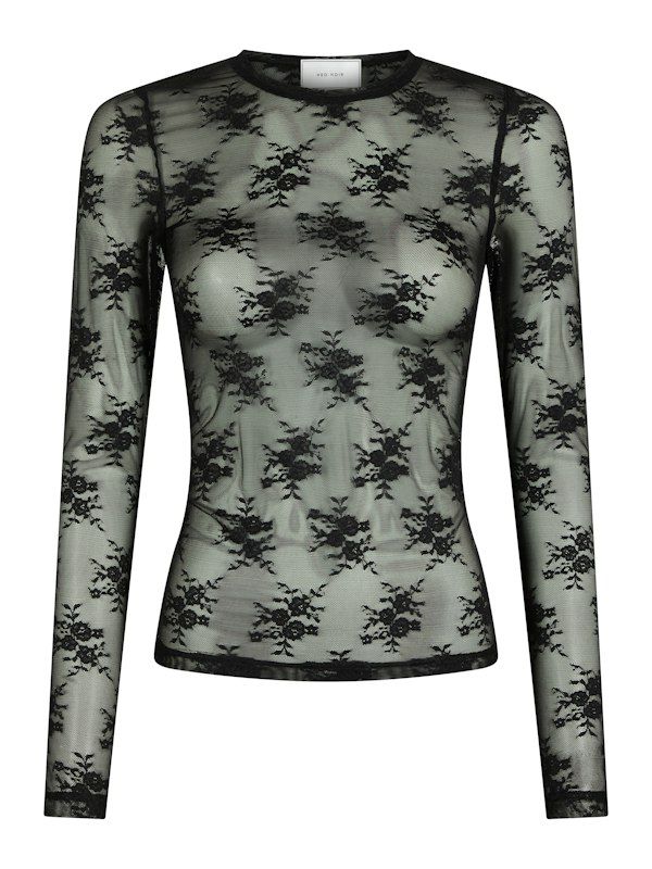 Neo Noir Evania mesh blouse zwart – voorkant