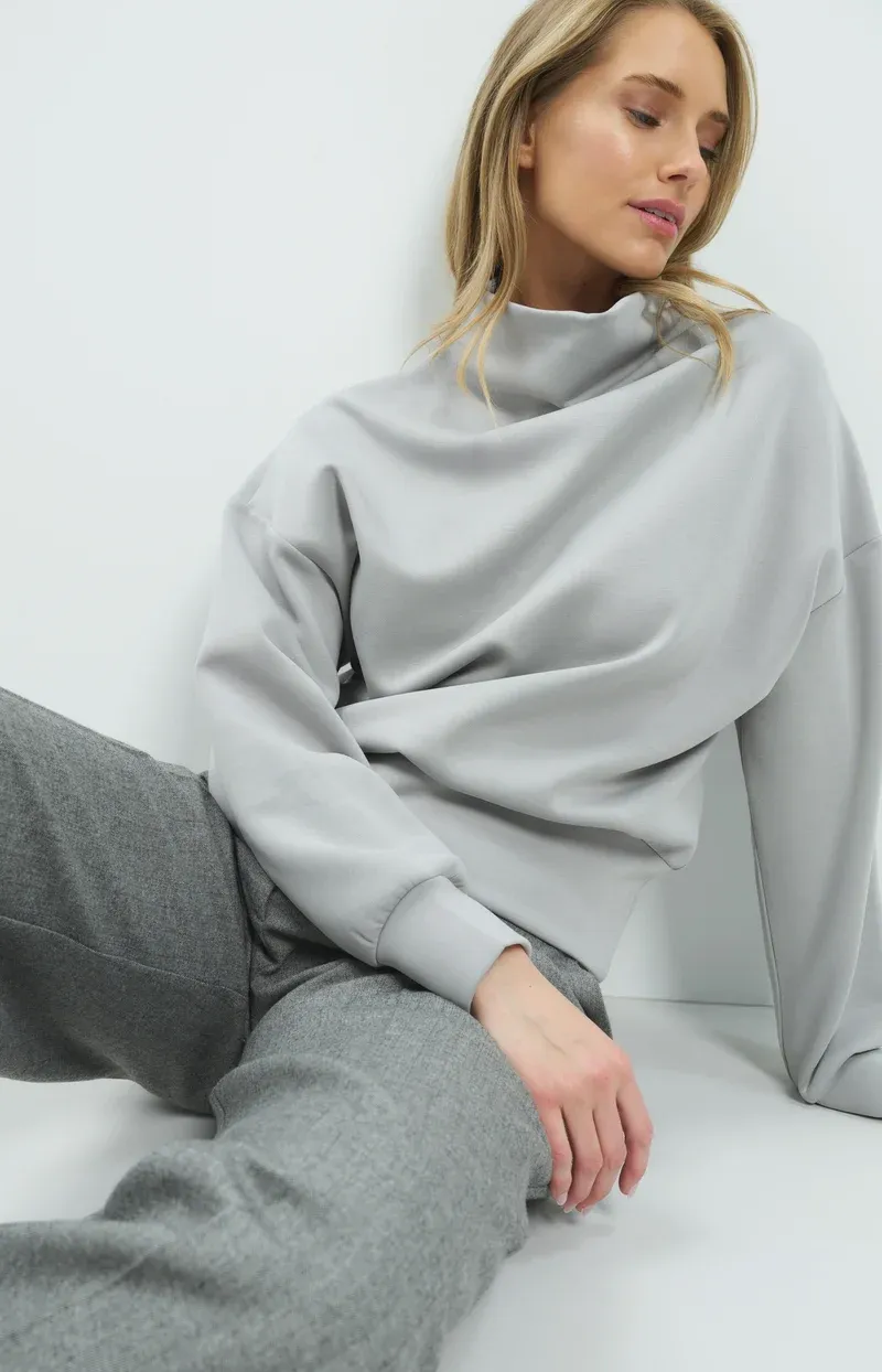 YaYa Sweater met gedrapeerde hals Grijs 01-109136-610