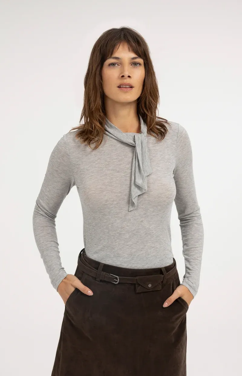 YaYa Top met strikkraag Grijs 01-709436-610