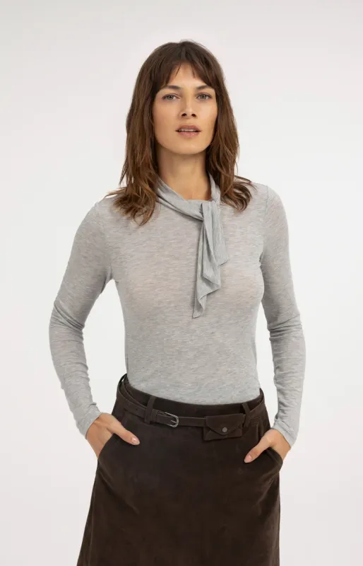 YaYa Top met strikkraag Grijs 01-709436-610