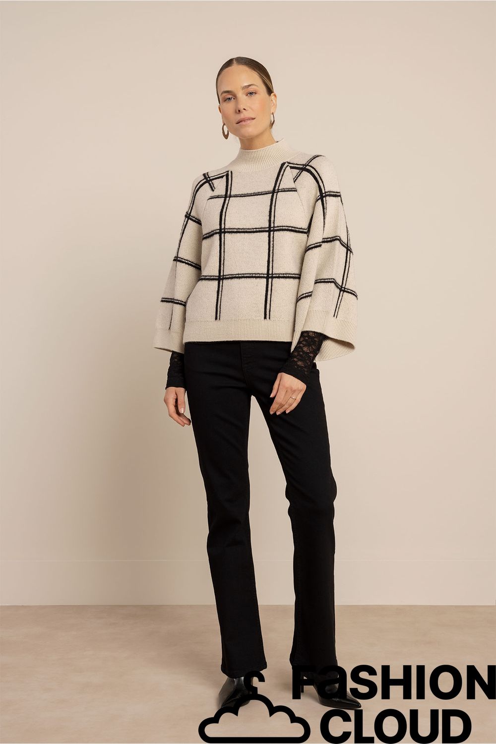 Studio Anneloes Cecile check pullover Zwart 14324