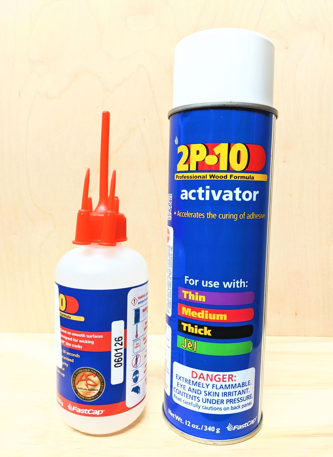 2P-10 Medium Glue, 10 oz and 2P-10 Activator, 12 oz Spray