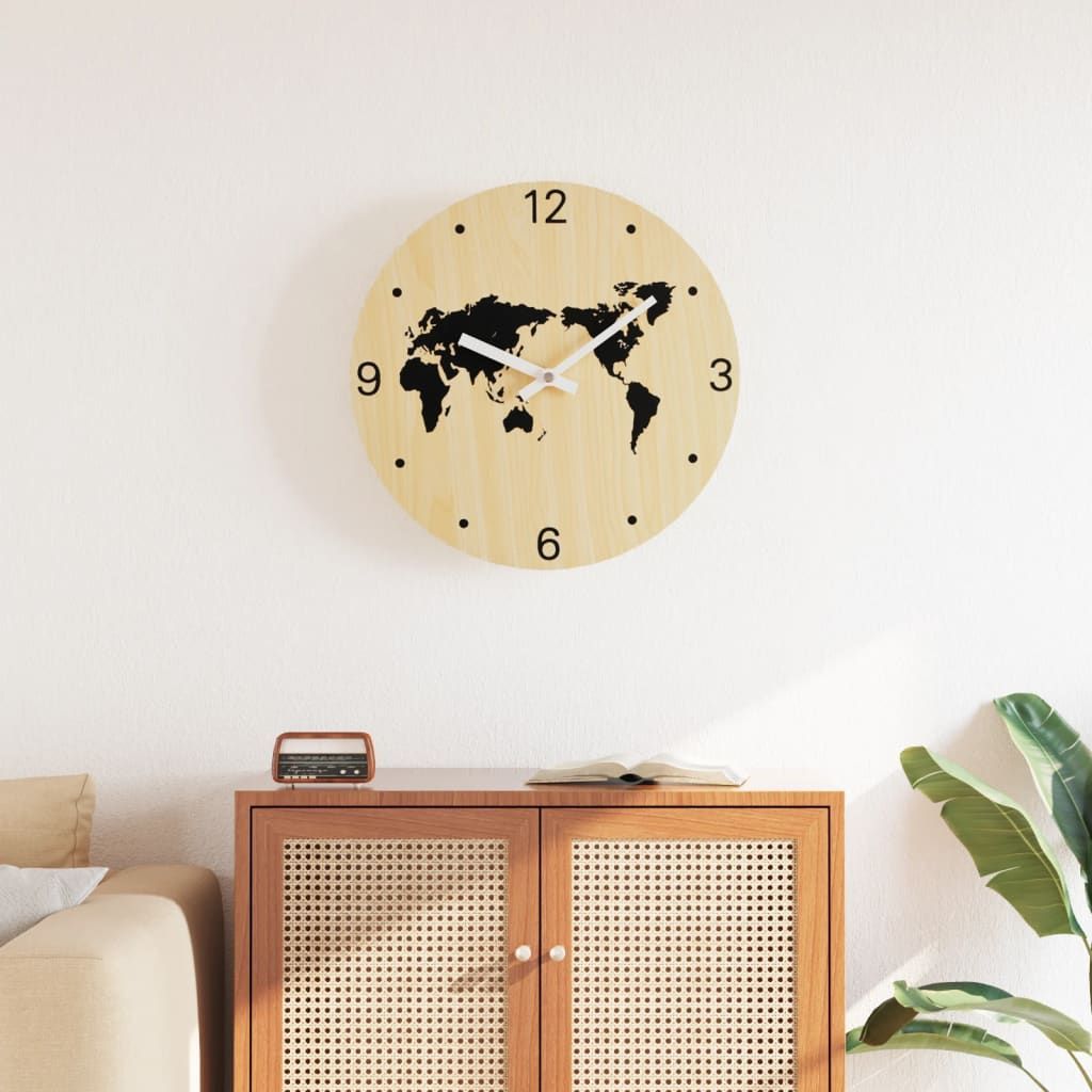 Horloge murale jaune et noir Ø30 cm bois