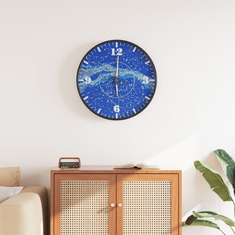 Horloge murale  aiguilles lumineuses bleu Ø30 cm
