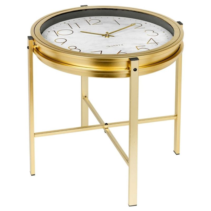 Table d'appoint avec horloge doré