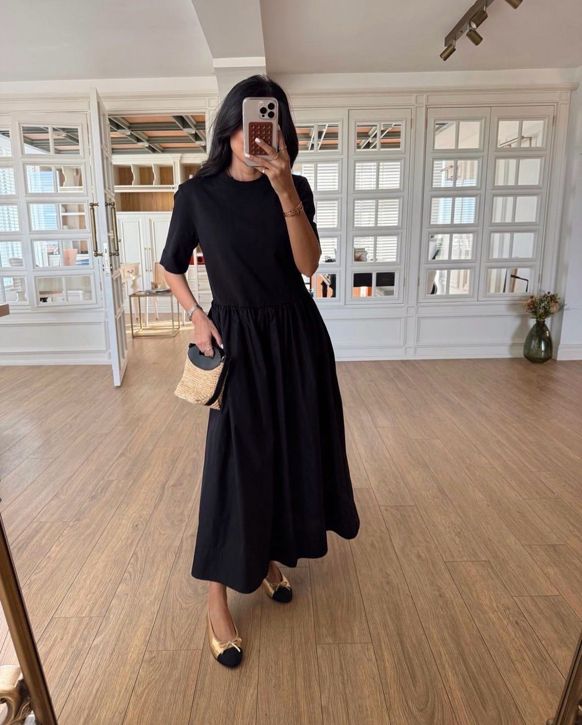 BASIC cotton black dress