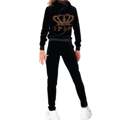 SPSM Woman Velour Track Suit Basic, Black.