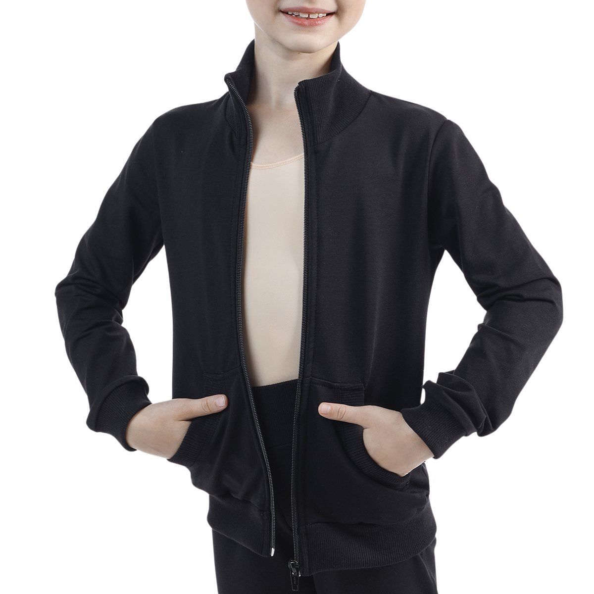SOLO Stand up collar zip up tracksuit jacket, Black