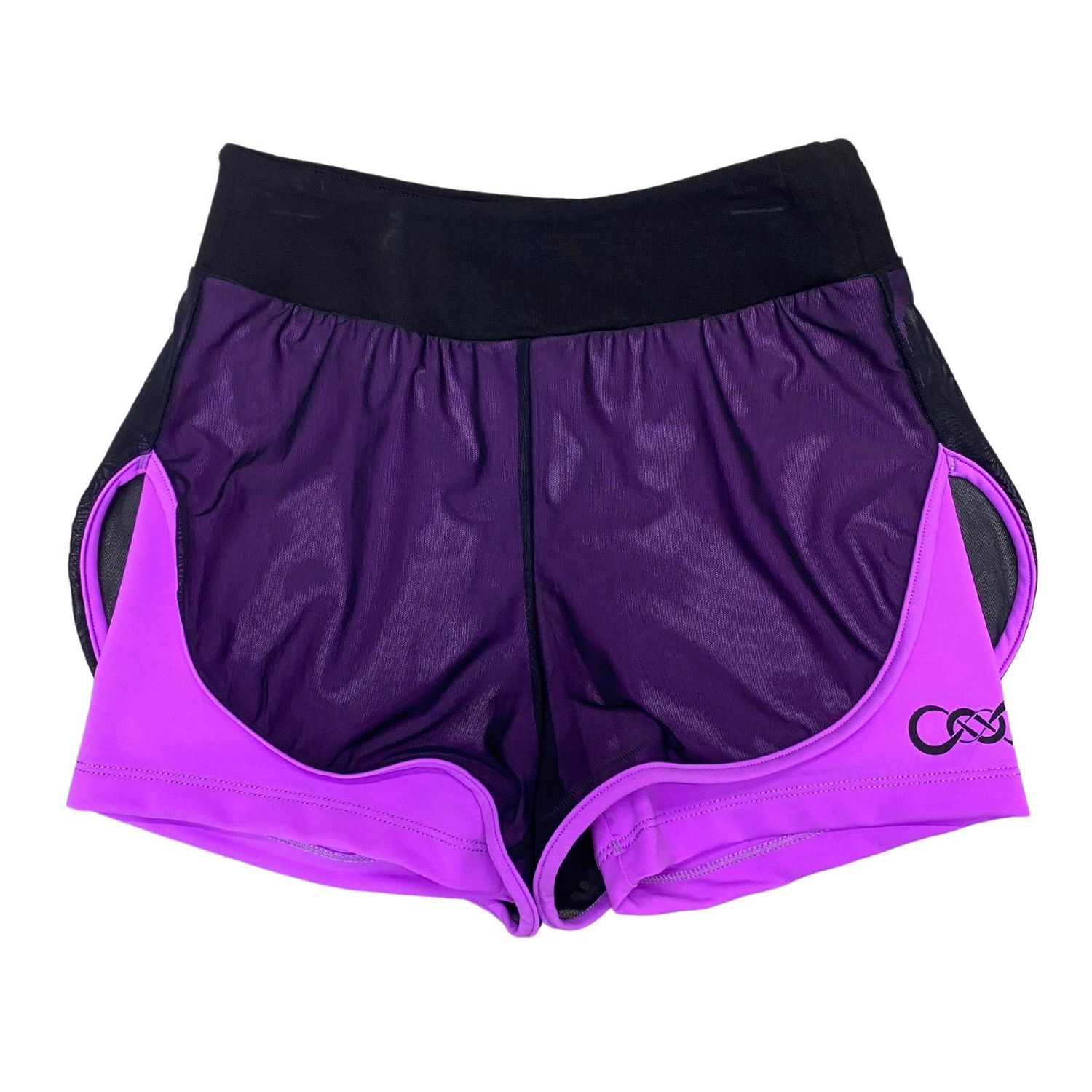 WE2 Carvico Rome Double layer shorts SH-25, Black-Violet.