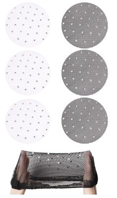 RG Elastic Hair Bun Net with Rhinestone (Black/White)