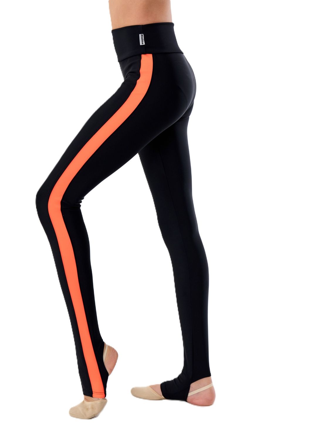 RIALITTA Leggings with stripes, open heel, BiFlex (36-42) ORANGE