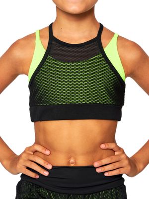 RIALITTA Top crossed straps, cotton (34-42) Lime/Black