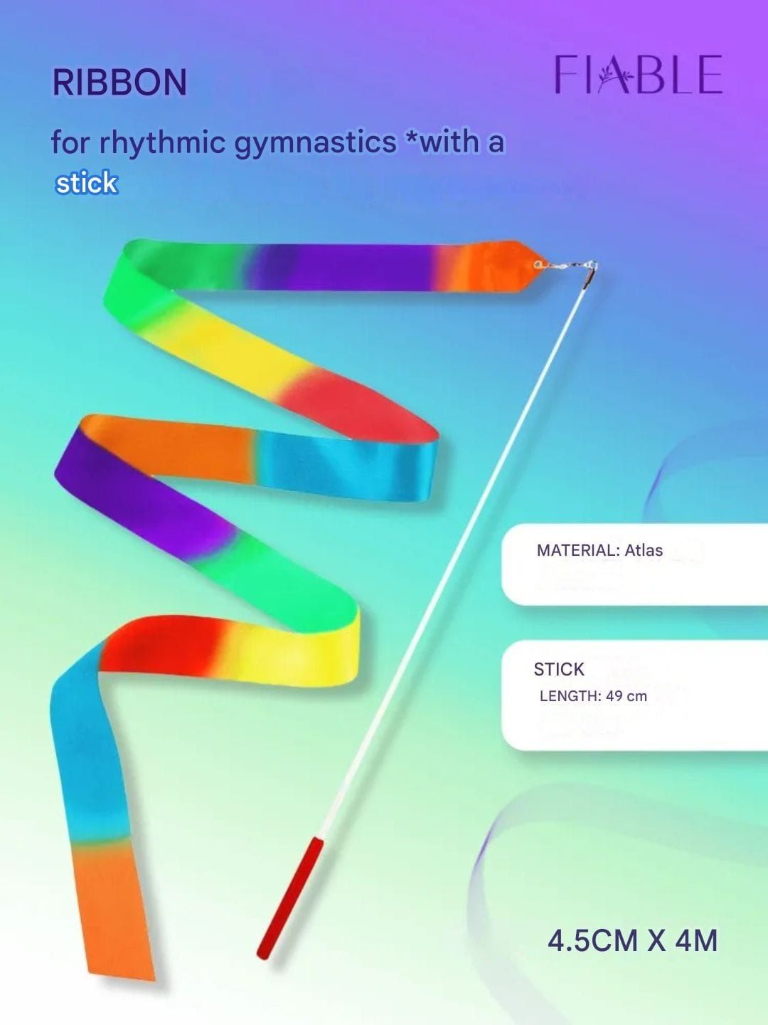 FIABLE Ribbon 4m with stick. Multicolor.