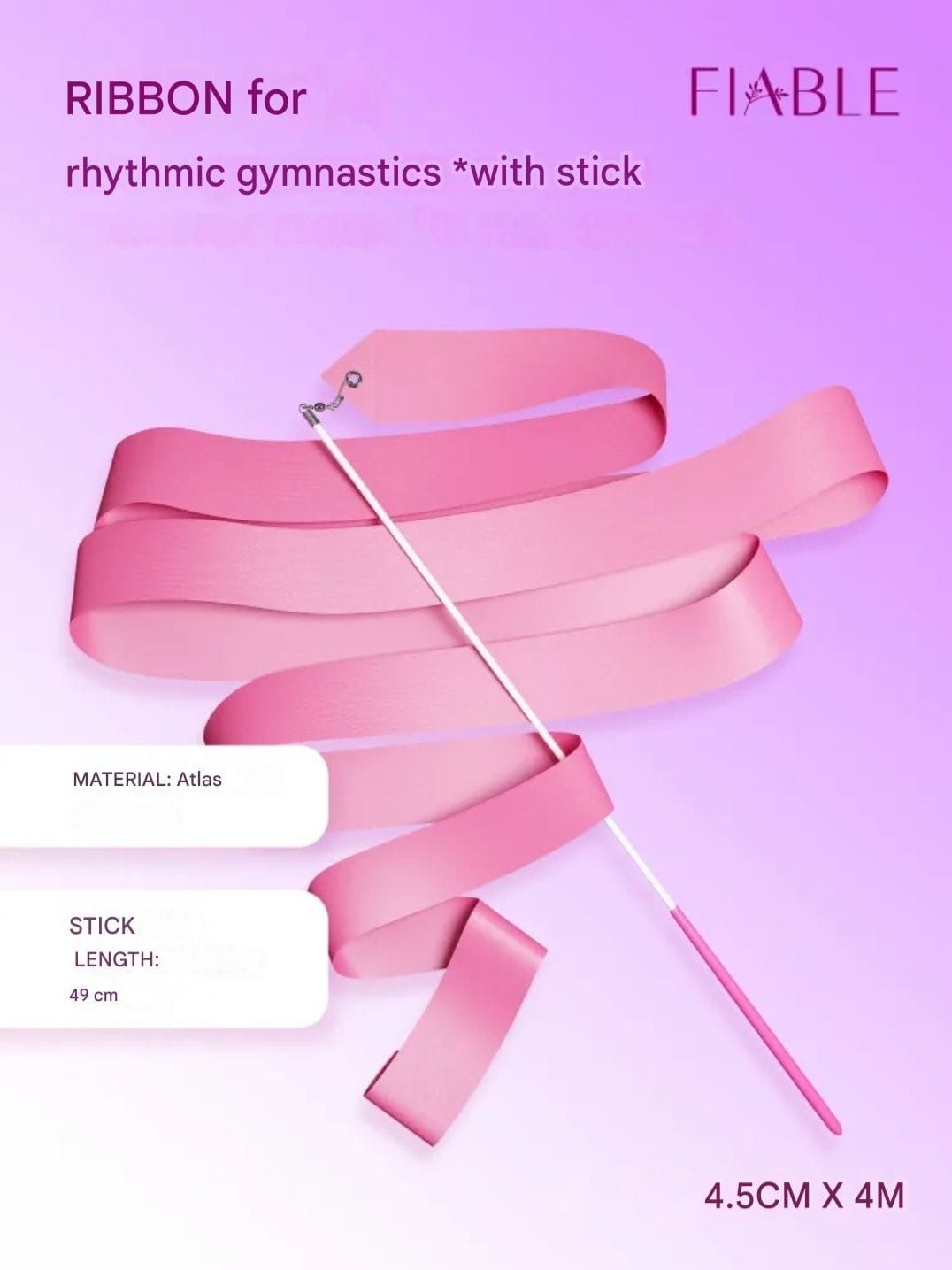 FIABLE Ribbon 4m with stick. Pink.