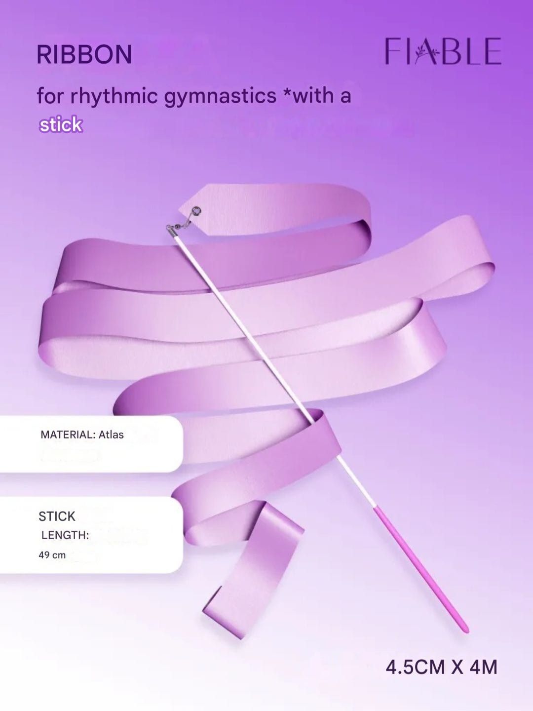FIABLE Ribbon 4m with stick. Violet.