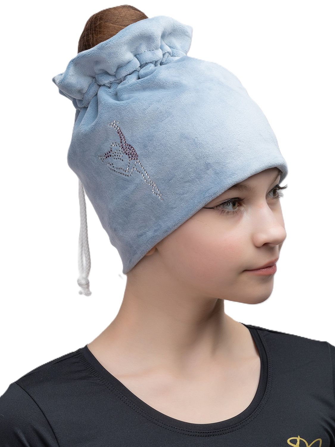 RIALITTA Velour RG Hat with   Rhinestones (GREY-BLUE)*