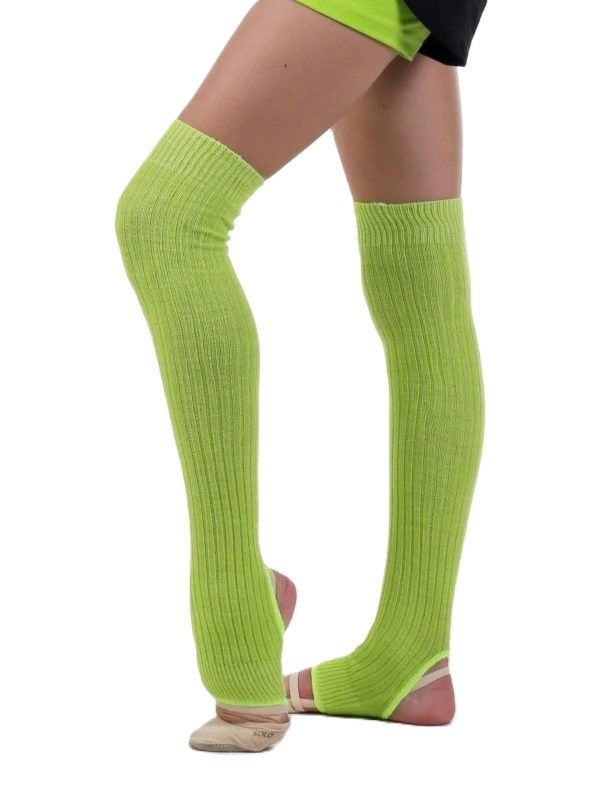 SOLO Overknee knitted legwarmers with a heel cutout.  (50cm) LIME