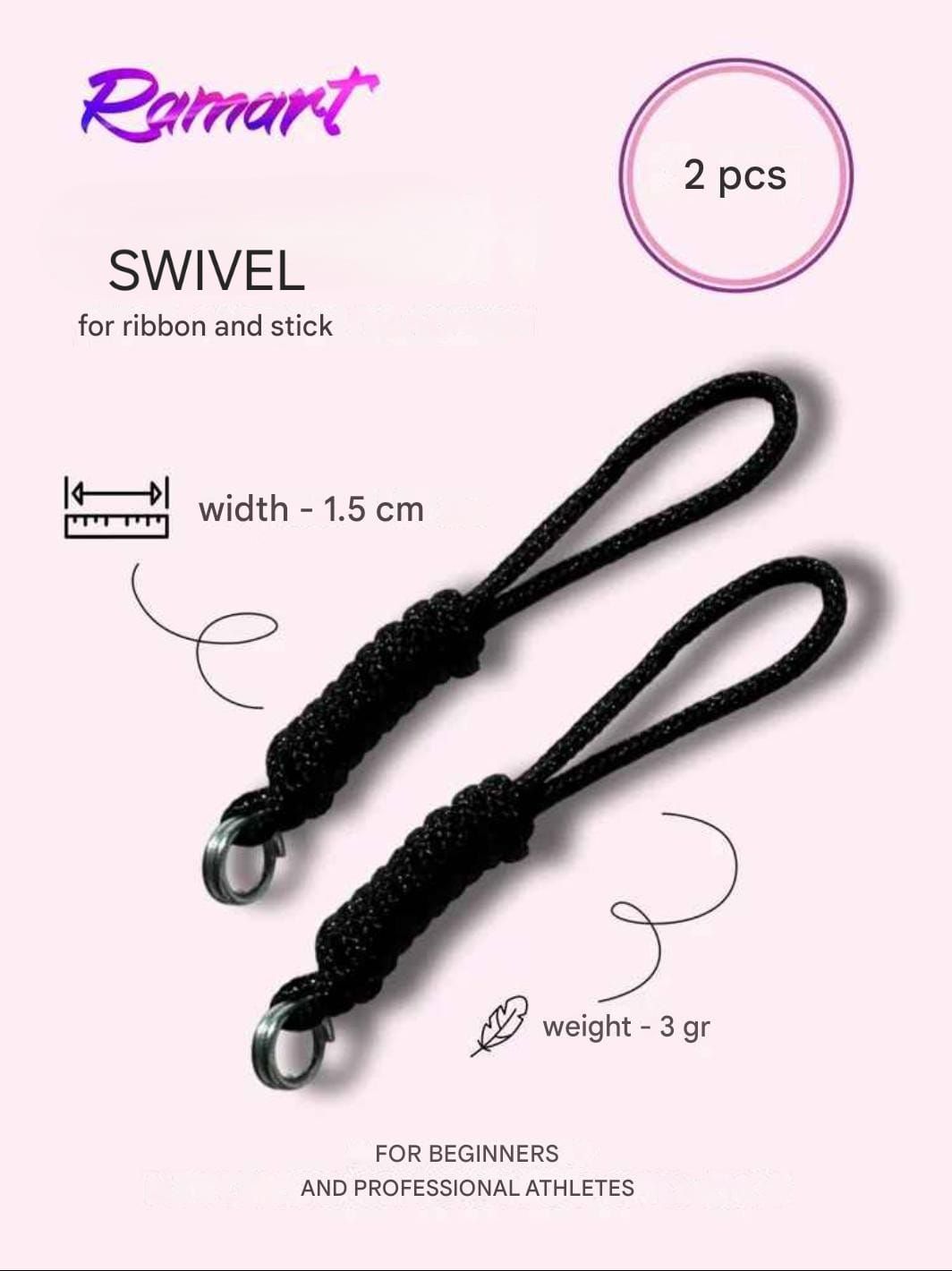 RAMART Swivel, Nylon Black, Set of 2pcs.